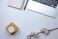 Minimalist work table , modern freelancer work place Royalty Free Stock Photo