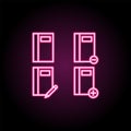 Notebook, write, plus, minus sign neon icon. Simple thin line, outline vector of web icons for ui and ux, website or mobile