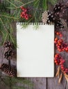 Notebooke and Christmas decoration