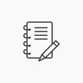 Notebookline in Thin line black color. flat simple vector symbols illustration Royalty Free Stock Photo
