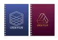 notebooks with geometrics figures emblems mockup branding