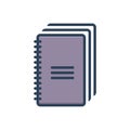 Color illustration icon for Notebooks, books and notepaper
