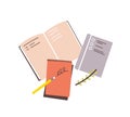 Notebooks, notepads, memo pads, planners, organizers for making writing notes and jotting isolated on white background