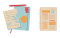 Notebooks, Organizers for to do lists, personal plans, goals. Diary with stick notes, bookmarks Royalty Free Stock Photo