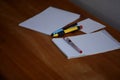 Notebooks And pens for hand written notes. Royalty Free Stock Photo