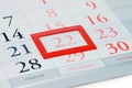 Noted date on a calendar Royalty Free Stock Photo