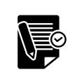 Black solid icon for Noted, bookmark and document Royalty Free Stock Photo