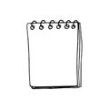 Notepad blank sheet icon, sticker. sketch hand drawn doodle style. vector, minimalism, monochrome. write, notes, stationery, blog Royalty Free Stock Photo