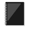 Notepad, book, black isolated vector illustration