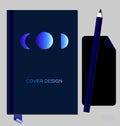 Notepad, book cover design template with abstract geometric glowing elements