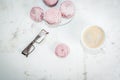 Notepad, cakes and coffee, romantic Royalty Free Stock Photo