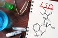 Notepad with chemical formula of LSD Royalty Free Stock Photo