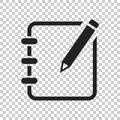 Notepad edit document with pencil icon. Vector illustration on i Royalty Free Stock Photo