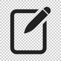 Notepad edit document with pencil icon. Vector illustration on i Royalty Free Stock Photo