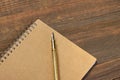 Notepad With Gold Fountain Pen On The Old Wood Table Royalty Free Stock Photo