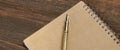 Notepad With Gold Fountain Pen On The Old Wood Table Royalty Free Stock Photo