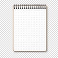 Notepad with a horizontal spring spiral. Notebook with dotted white sheet. Vector illustration on a transparent background