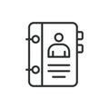 Notepad, icon in line design. Notepad, notebook, paper, writing, memo, checklist, diary on white background vector Royalty Free Stock Photo