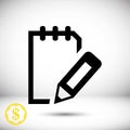 Notepad icon stock vector illustration flat design Royalty Free Stock Photo