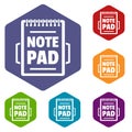 Notepad icons vector hexahedron