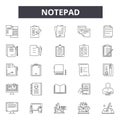Notepad line icons, signs, vector set, linear concept, outline illustration