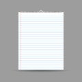 Notepad with lines and shadow on gray background