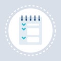Notepad list green check mark points checklist data organize concept flat isolated