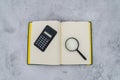 Notepad, magnifier and calculator