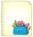 Notepad page with happy pencil case