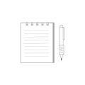 Notepad and pen black outline Royalty Free Stock Photo