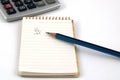 Notepad, Pencil and Calculator Royalty Free Stock Photo