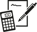 Notepad, pencil and calculator icon Royalty Free Stock Photo