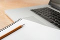 Notepad Pencil and Computer Laptop Royalty Free Stock Photo