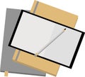 Notepad, pencil, folder, isolated on a white background. Royalty Free Stock Photo