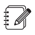 Notepad with pencil icon, note book icon. Royalty Free Stock Photo