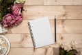 Notepad with pencil on the wood background Royalty Free Stock Photo