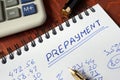 Notepad with prepayment . Royalty Free Stock Photo