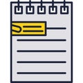 Notepad sheet with bookmark paper clip vector icon Royalty Free Stock Photo