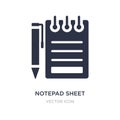 notepad sheet icon on white background. Simple element illustration from Other concept