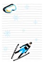 notepad sheet in a6, lines, elements winter sport