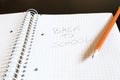 A notepad with squares and a pencil. Written on the sheet, the p Royalty Free Stock Photo