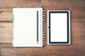 Notepad with tablet and pencil. Business concept.