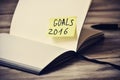 Notepad with the text goals 2016, filtered Royalty Free Stock Photo