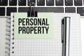 Notepad with the text on laptop personal property