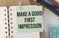 With text MAKE A GOOD FIRST IMPRESSION . White background. Business Royalty Free Stock Photo