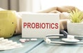 with text PROBIOTICS medicine concept, DISPOSED TABLETS Royalty Free Stock Photo