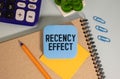 Notepad with the text Recency effect and the graph on desk Royalty Free Stock Photo