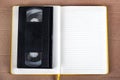 Notepad and Video Cassette Royalty Free Stock Photo