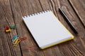 Notepad on a wooden table