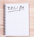 Notepad with the word recipe